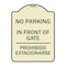 Signmission No Parking No Parking in Front of Gate Prohibido Estacionarse Alum Sign, 24" x 18", TG-1824-23665 A-DES-TG-1824-23665 - alternate 1